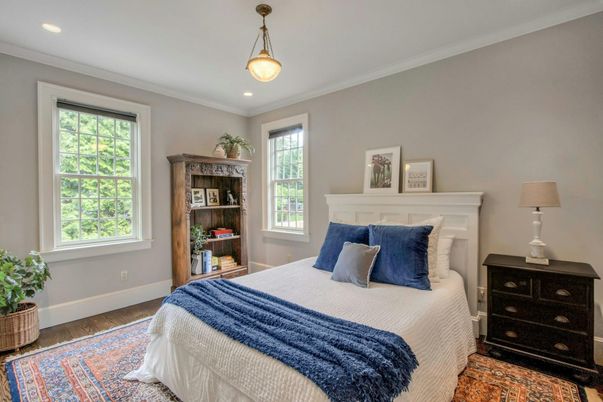 Bedroom, Interior, Pendant Lights, Recessed Lighting, Wood Texture Flooring