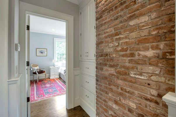 Interior, Recessed Lighting, Stone Walls, Wood Texture Flooring