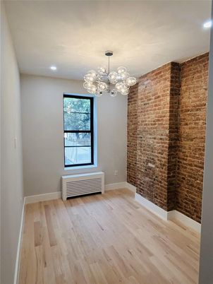 Empty room, Interior, Pendant Lights, Recessed Lighting, Stone Walls, Wood Texture Flooring