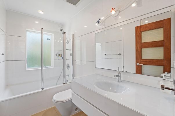 Bathroom, Glass Shower, Interior, Recessed Lighting