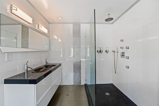 Bathroom, Glass Shower, Interior, Recessed Lighting