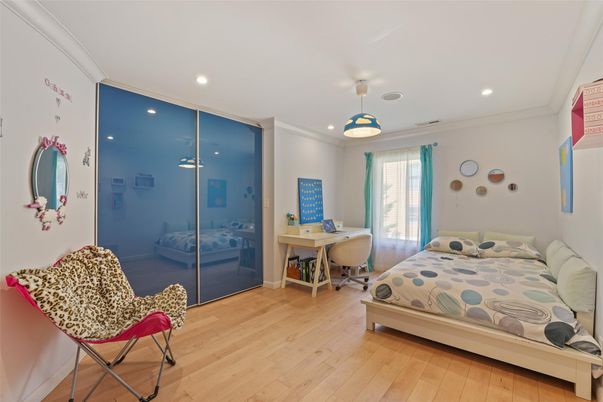 Bedroom, Home Office, Interior, Pendant Lights, Recessed Lighting, Wood Texture Flooring