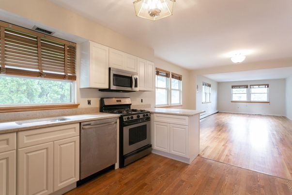 Interior, Kitchen, Stainless Steel Appliances, Wood Texture Flooring