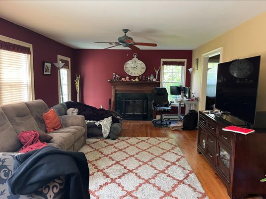 Fireplace, Home Office, Interior, Living room, Wood Texture Flooring