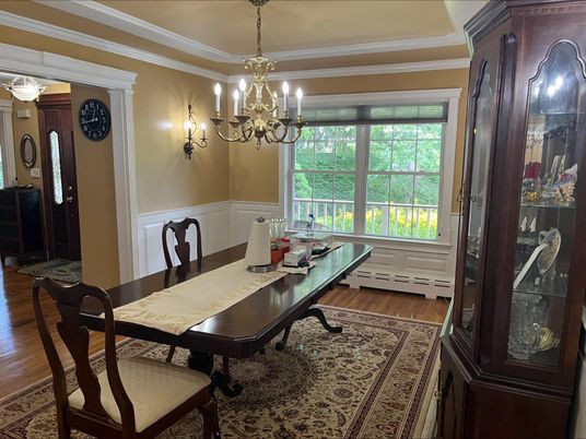 Chandelier, Home Office, Interior, Wood Texture Flooring