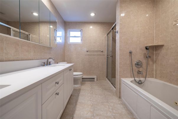 Bathroom, Dual Sink Vanities, Glass Shower, Interior, Recessed Lighting