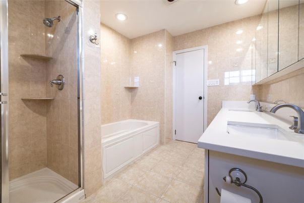 Bathroom, Dual Sink Vanities, Glass Shower, Interior, Recessed Lighting