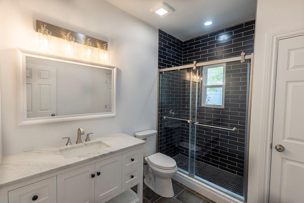 Bathroom, Glass Shower, Interior, Recessed Lighting