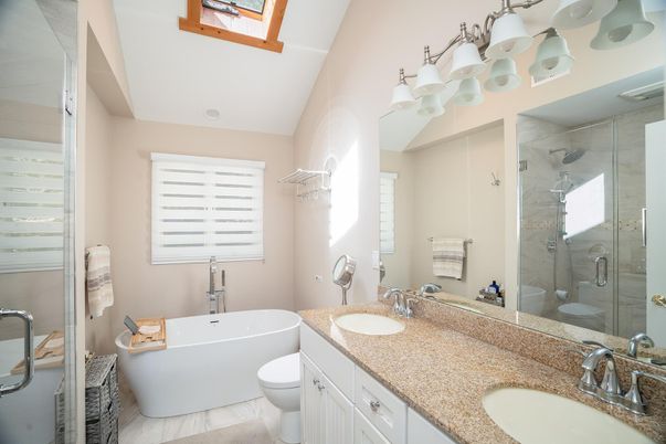 Bathroom, Dual Sink Vanities, Free Standing Baths, Glass Shower, Interior