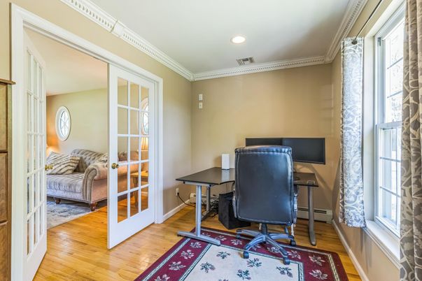 Home Office, Interior, Recessed Lighting, Wood Texture Flooring