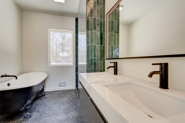 Bathroom, Dual Sink Vanities, Free Standing Baths, Glass Shower, Interior