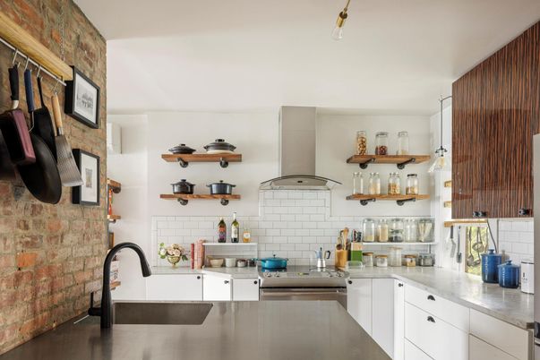 Interior, Kitchen, Stainless Steel Appliances, Stone Walls