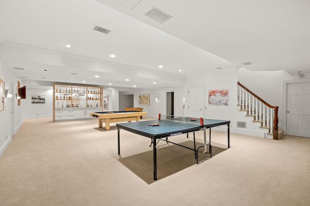 Billiard Table, Game Room, Interior, Recessed Lighting