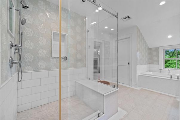 Bathroom, Glass Shower, Interior, Recessed Lighting