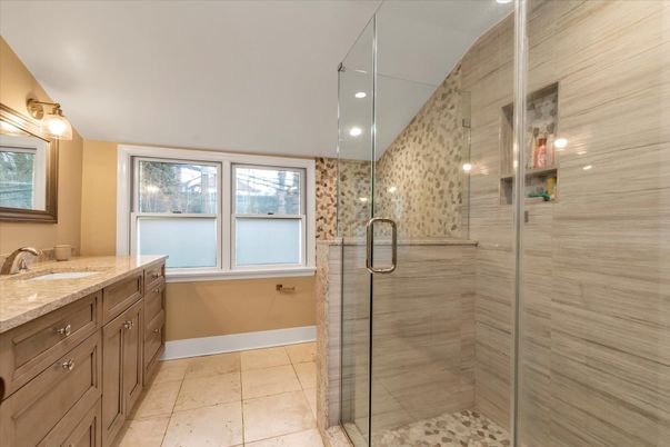 Bathroom, Glass Shower, Interior, Recessed Lighting