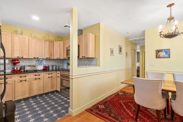 Chandelier, Dining room, Interior, Kitchen, Recessed Lighting, Wood Texture Flooring
