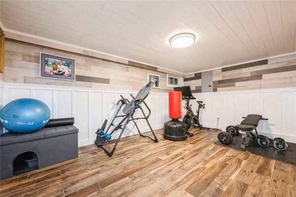 Fitness Equipment, Interior, Wood Texture Flooring, Wooden Walls