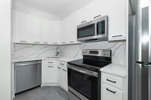 Interior, Kitchen, Marble Walls, Stainless Steel Appliances