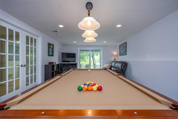 Billiard Table, Game Room, Interior, Pendant Lights, Recessed Lighting