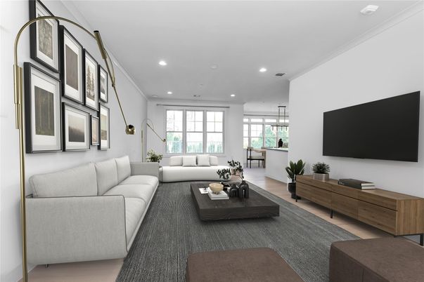 Interior, Living room, Recessed Lighting, Wood Texture Flooring
