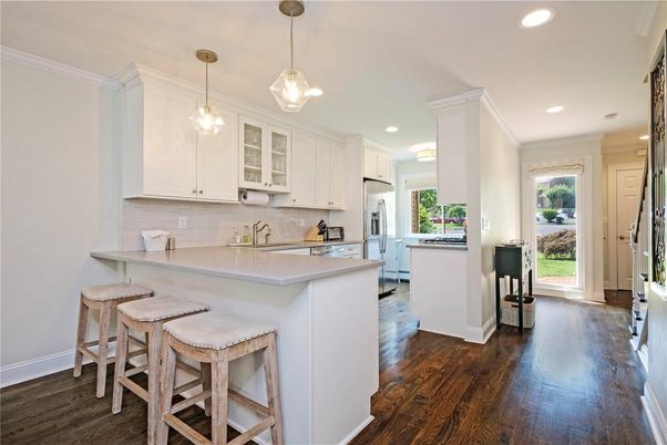 Interior, Kitchen, Pendant Lights, Recessed Lighting, Wood Texture Flooring