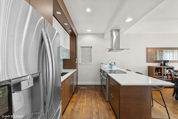 Interior, Kitchen, Recessed Lighting, Wood Texture Flooring