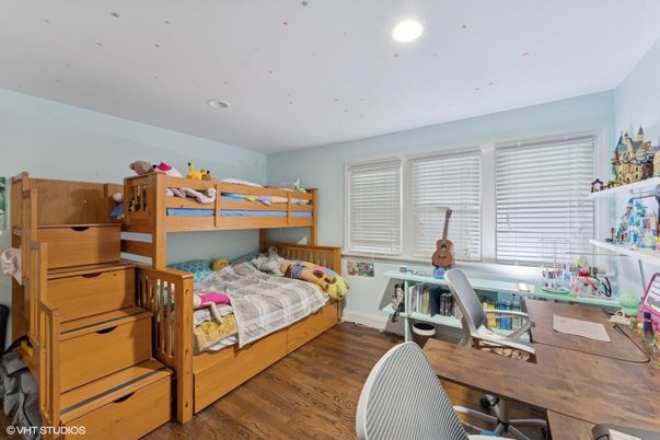 Bedroom, Home Office, Interior, Recessed Lighting, Wood Texture Flooring