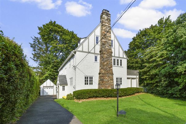 Backyard, Detached Garage, Exterior, Facade, Tudor Revival