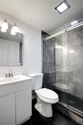 Bathroom, Glass Shower, Interior, Marble Walls