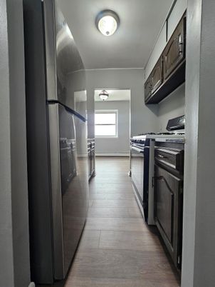 Interior, Kitchen, Stainless Steel Appliances, Wood Texture Flooring