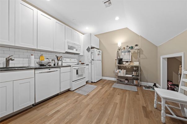 Interior, Kitchen, Recessed Lighting, Wood Texture Flooring