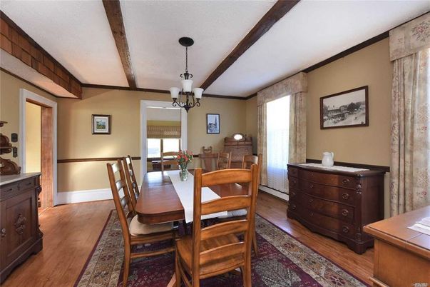 Chandelier, Dining room, Interior, Wooden Beams, Wood Texture Flooring