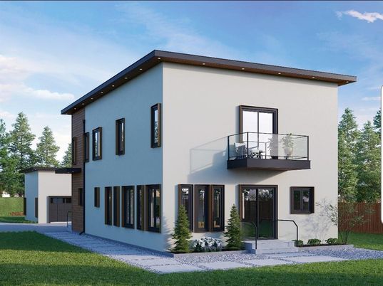 Attached, Backyard, Exterior, Facade, Modern