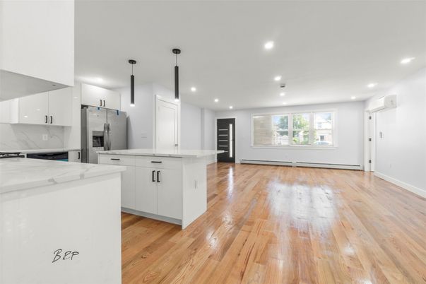 Interior, Kitchen, Pendant Lights, Recessed Lighting, Wood Texture Flooring