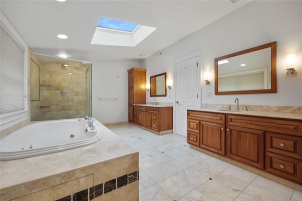 Bathroom, Dual Sink Vanities, Glass Shower, Interior, Recessed Lighting