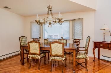 Chandelier, Dining room, Interior, Wood Texture Flooring