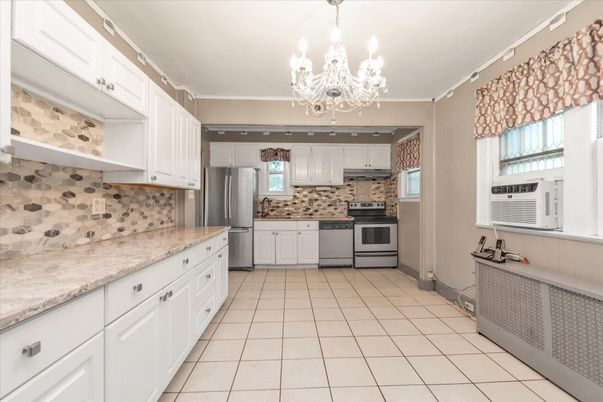 Chandelier, Interior, Kitchen, Stainless Steel Appliances