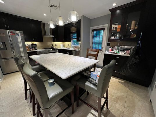 Dining room, Interior, Kitchen, Pendant Lights, Recessed Lighting, Stainless Steel Appliances