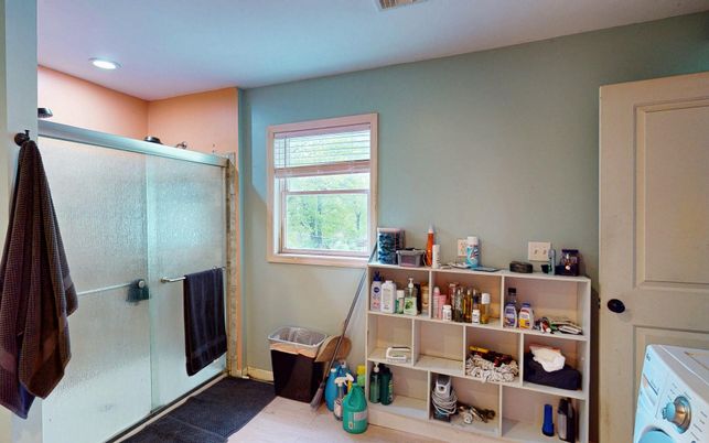 Bathroom, Glass Shower, Interior, Recessed Lighting