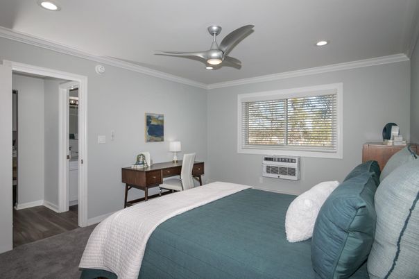 Bedroom, Home Office, Interior, Recessed Lighting, Wood Texture Flooring