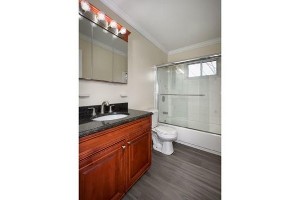 Bathroom, Glass Shower, Interior, Wood Texture Flooring