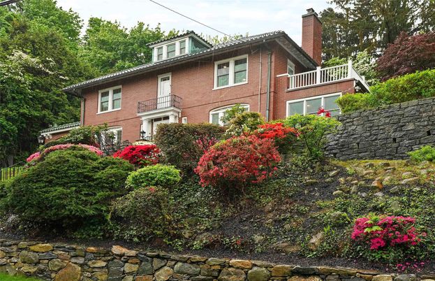 Exterior, Facade, Brick Facade, American Foursquare