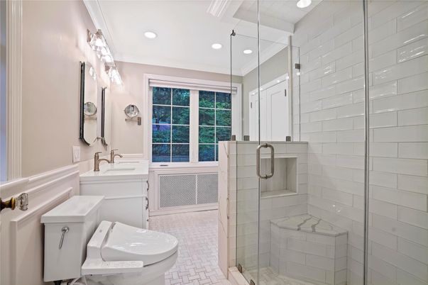 Bathroom, Glass Shower, Interior, Recessed Lighting