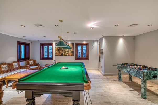 Billiard Table, Game Room, Interior, Pendant Lights, Recessed Lighting