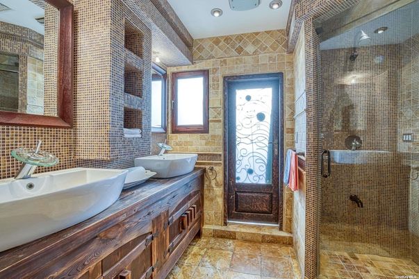 Bathroom, Dual Sink Vanities, Glass Shower, Interior, Recessed Lighting