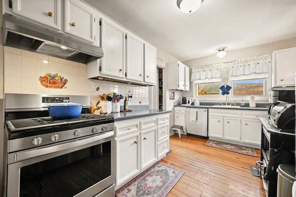 Interior, Kitchen, Stainless Steel Appliances, Wood Texture Flooring