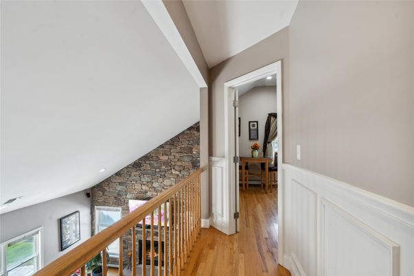 Interior, Recessed Lighting, Stone Walls, Wood Texture Flooring