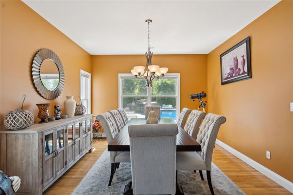 Chandelier, Dining room, Interior, Wood Texture Flooring