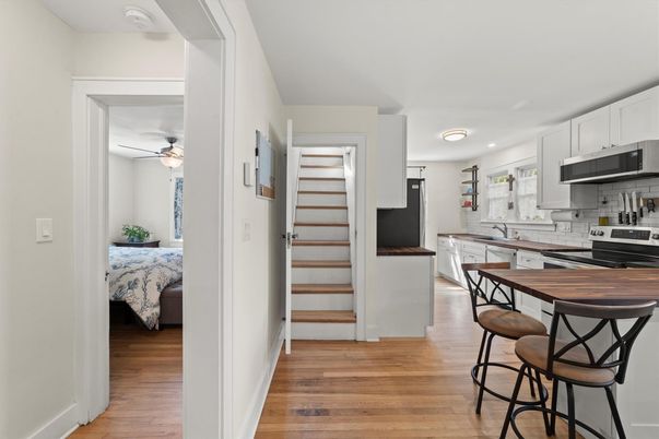 Interior, Kitchen, Recessed Lighting, Wood Texture Flooring