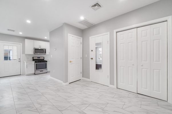 Interior, Kitchen, Marble, Recessed Lighting, Stainless Steel Appliances
